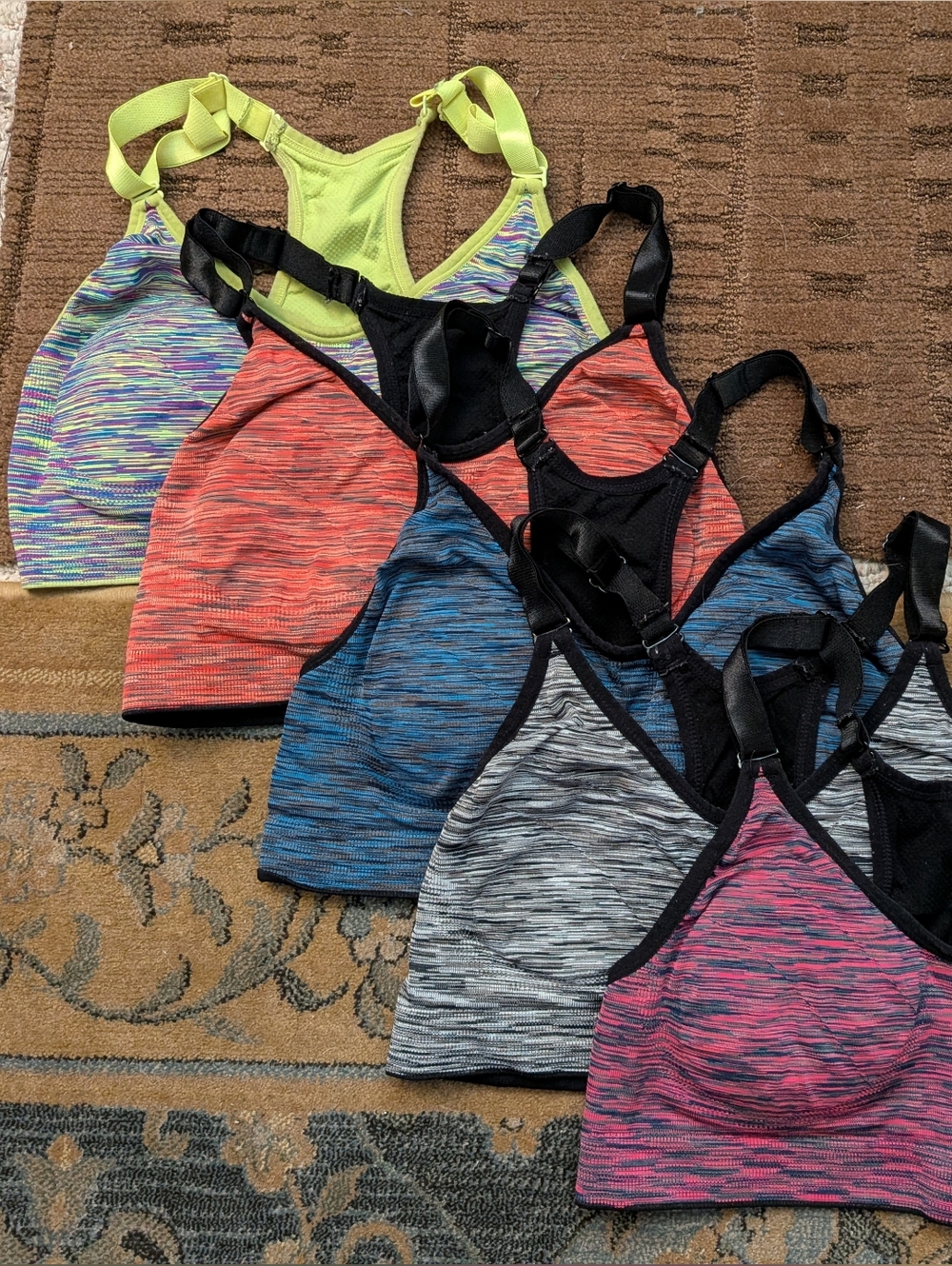 Women's Low Impact Sports Bras, Pack of 5, Size L